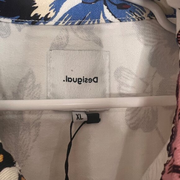 Desigual Women's White Hawaii Floral Print Jeans Jacket Size Large US NWT - Picture 4 of 16